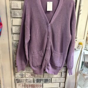 Qualfort Ladies size Xl purple sweater cardigan